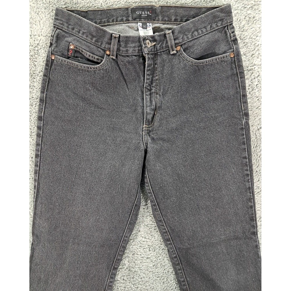 Guess Jeans Womens Sz 32 Black Straight Leg Denim Blue USA 100% Cotton - Picture 3 of 11
